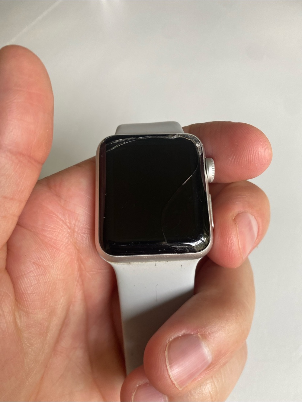 Apple Watch with Light Gray Sport Band BROKEN - Picture 3 of 3